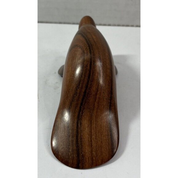 Vintage Hand Carved Green Eyes Wooden Manatee Figurine Sculpture Ocean W… - Picture 3 of 9